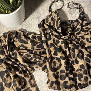 Nasty Gal Cowl Neck Cheetah Dress